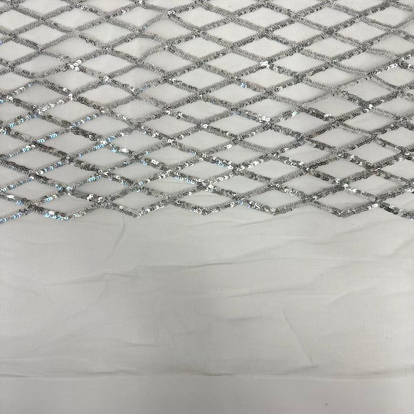 Sequins Stretch Mesh Fabric Diamond Pattern