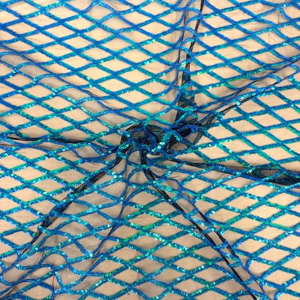 Sequins Stretch Mesh Fabric Diamond Pattern