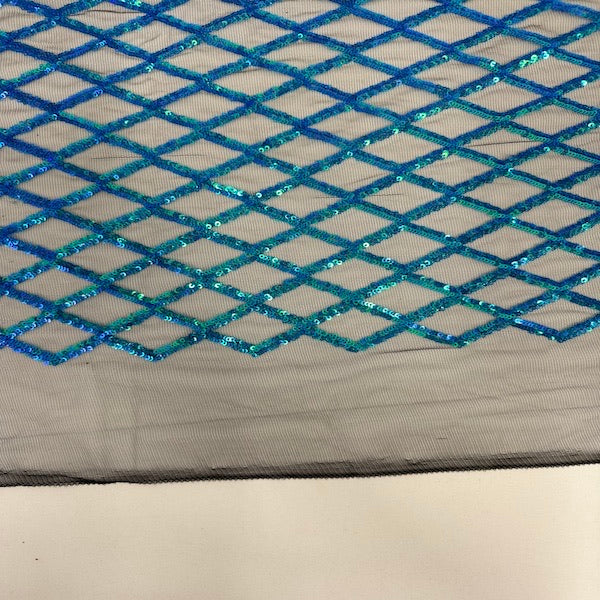 Sequins Stretch Mesh Fabric Diamond Pattern