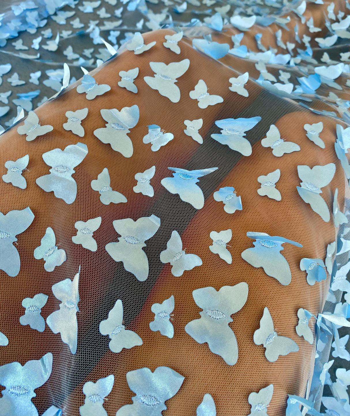 3D Baby Blue Butterfly Lace