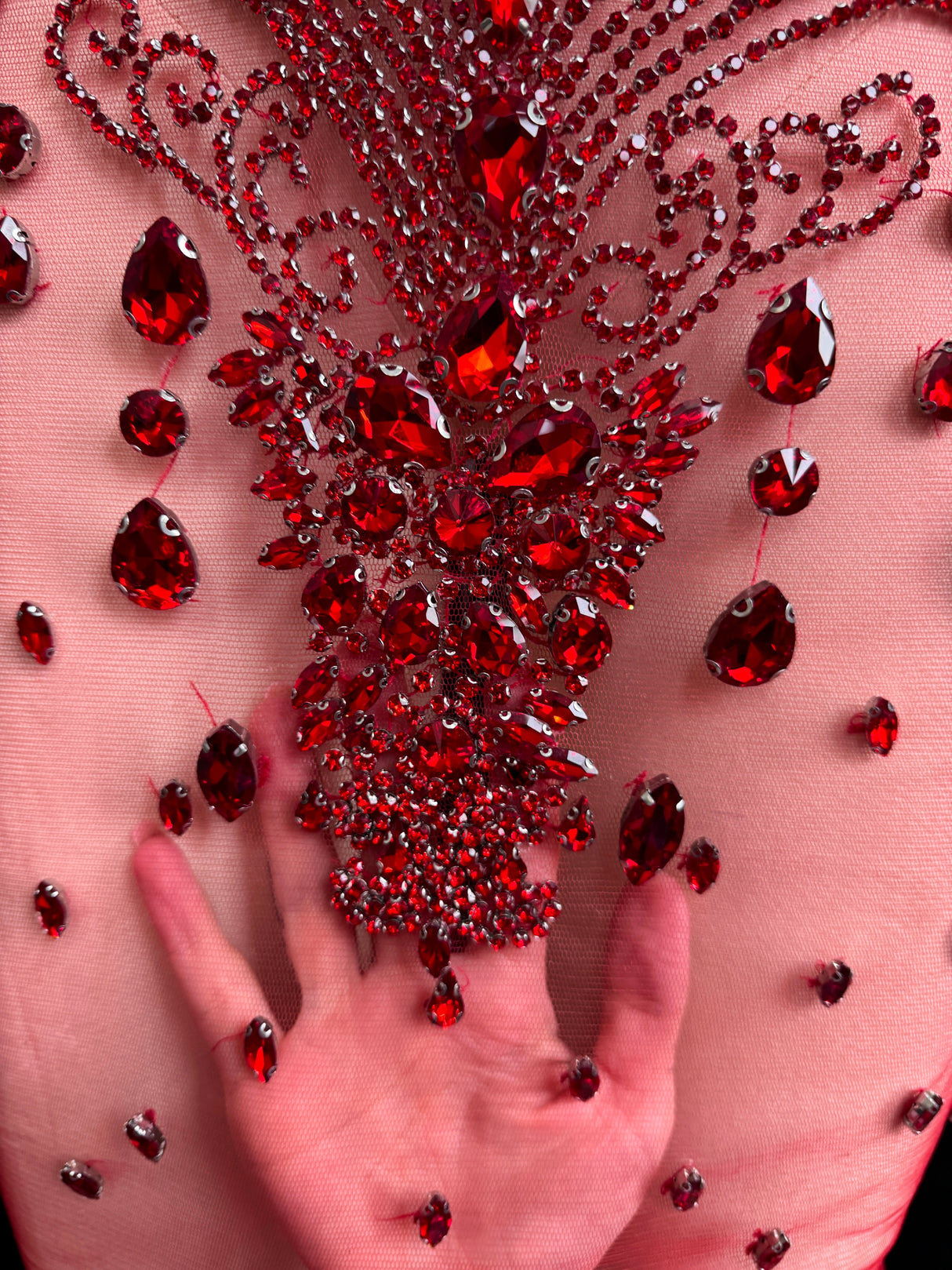 Red Rhinestone Bodice Applique