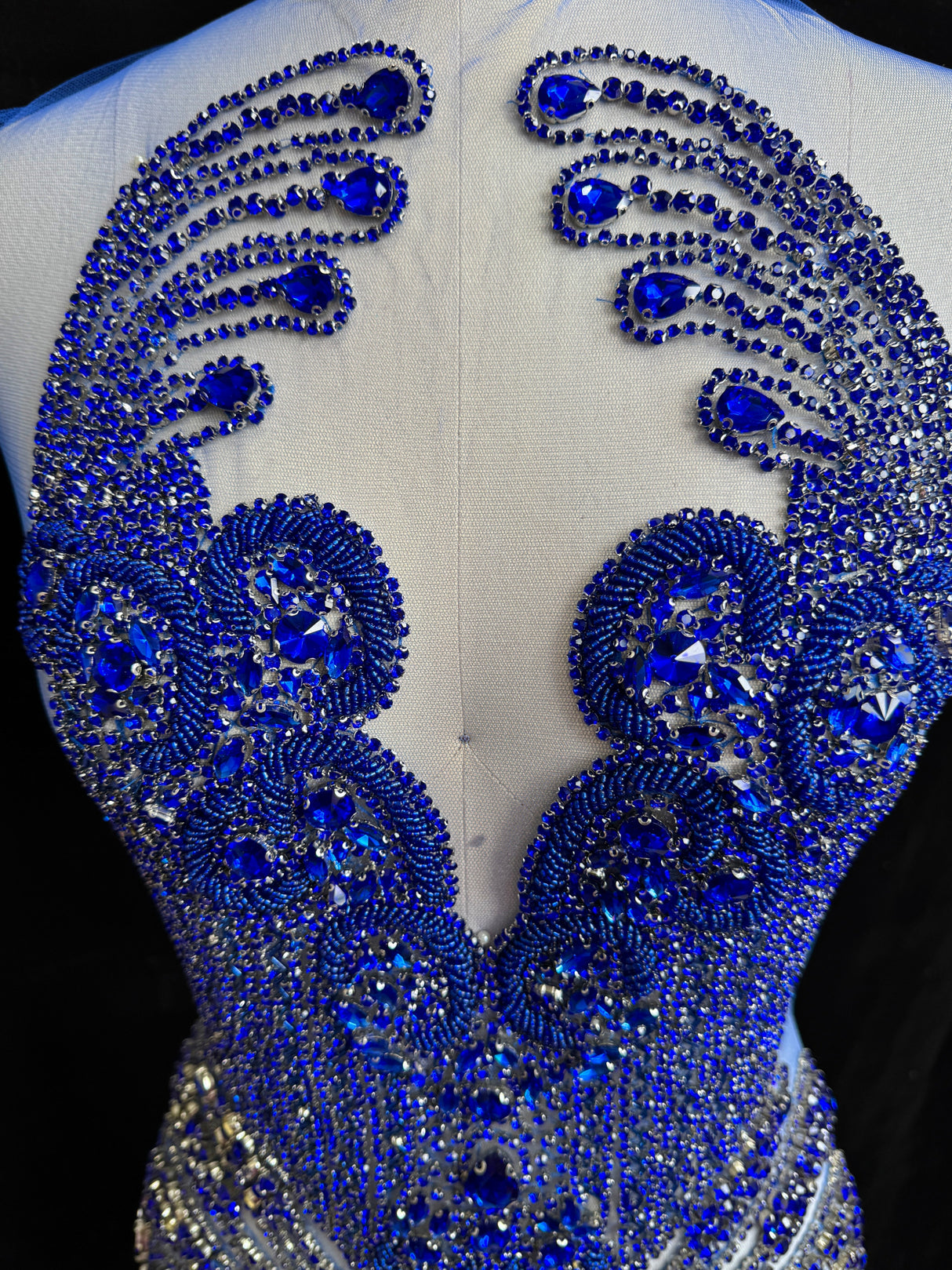 Royal Blue Rhinestone Bodice Applique