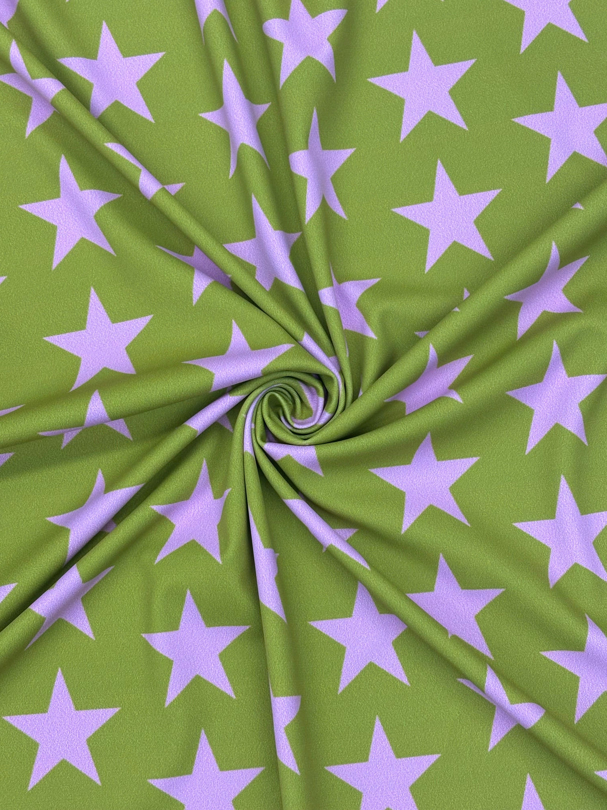 Green And Pink Star Printed Polyester Spandex Fabric - Green And Pink Star Print, 58"/60" Width (1 Yard)