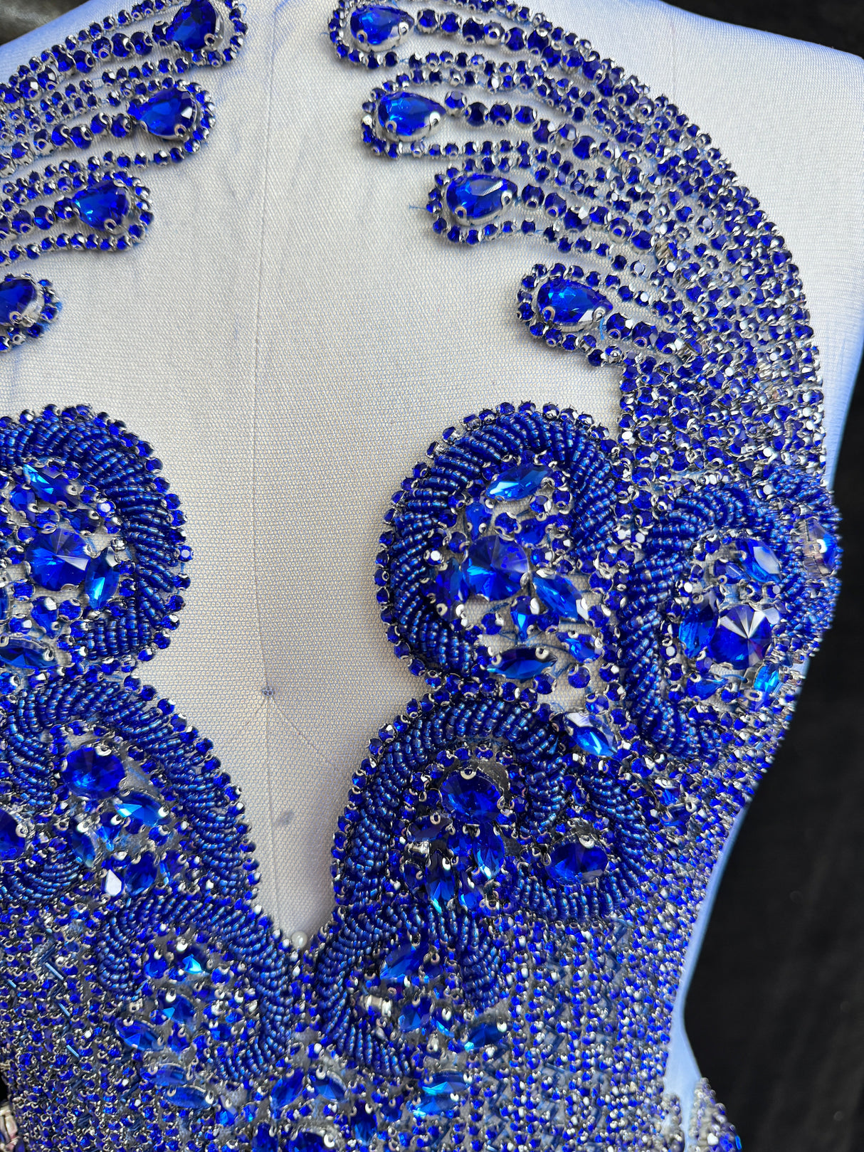Royal Blue Rhinestone Bodice Applique