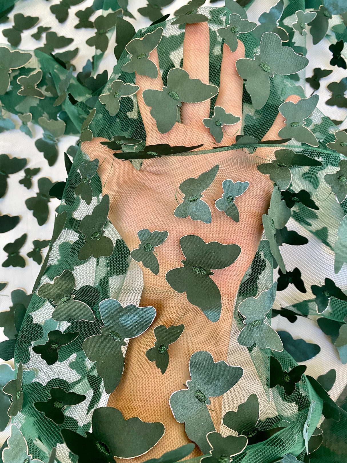 3D Butterfly Lace Hunter Green