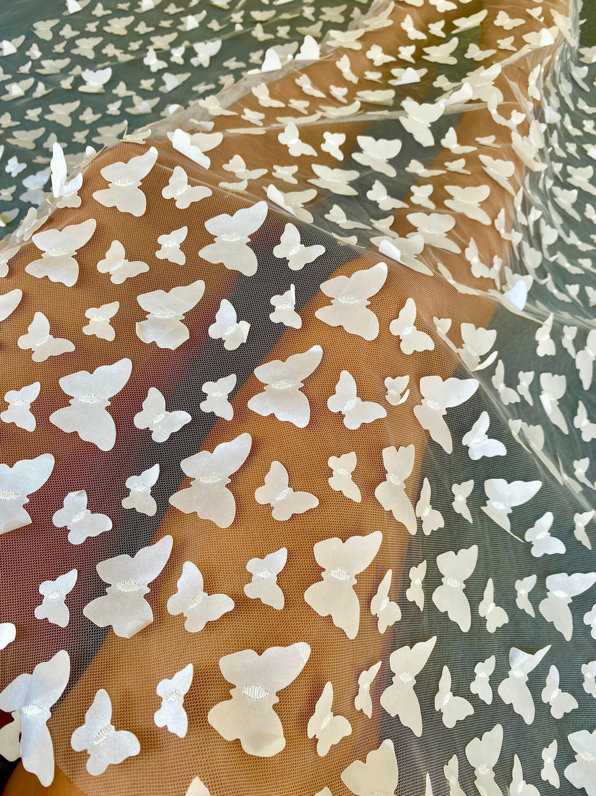 3D Ivory Butterfly Lace