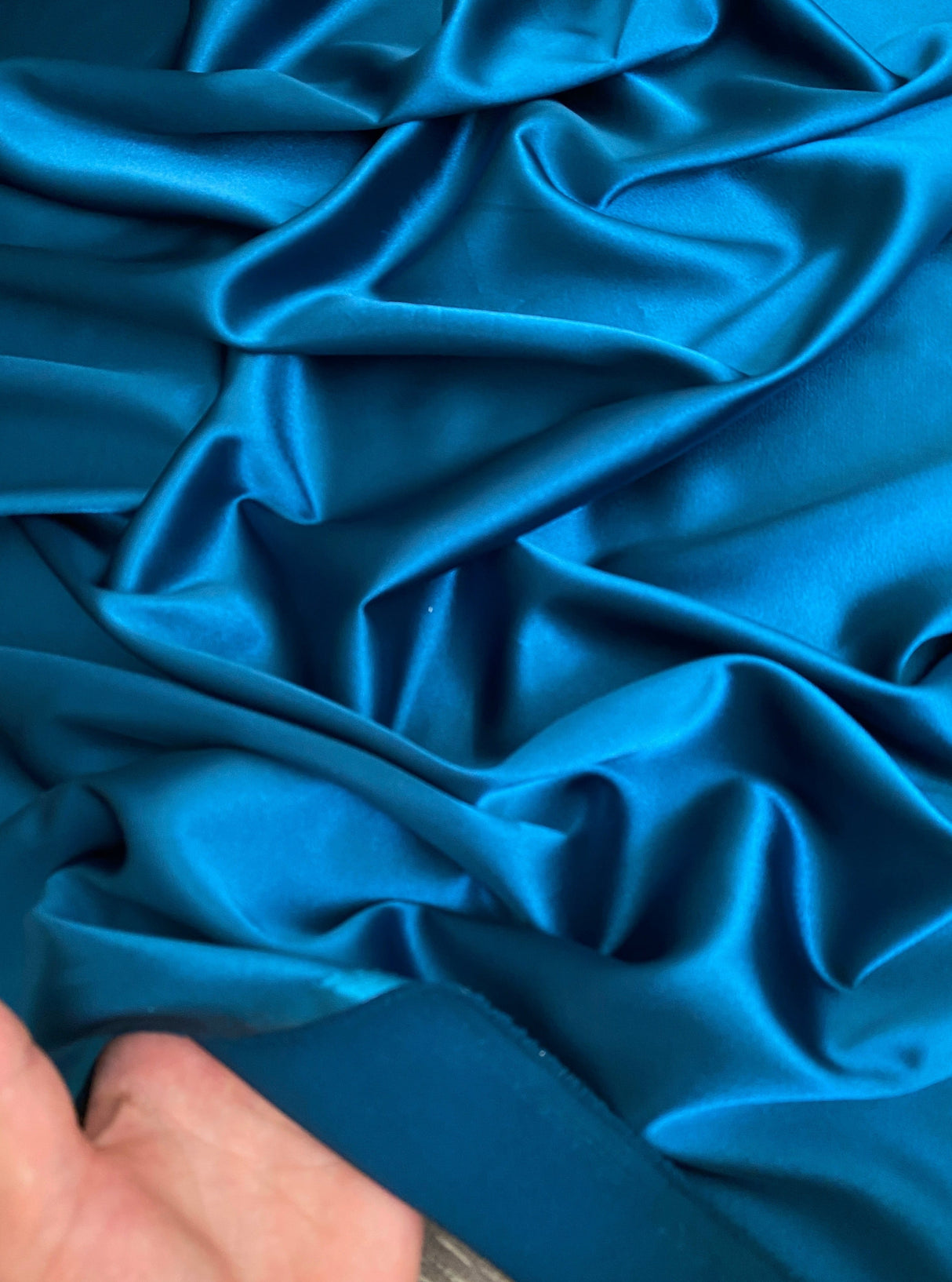 Teal Blue Silky Stretch Satin