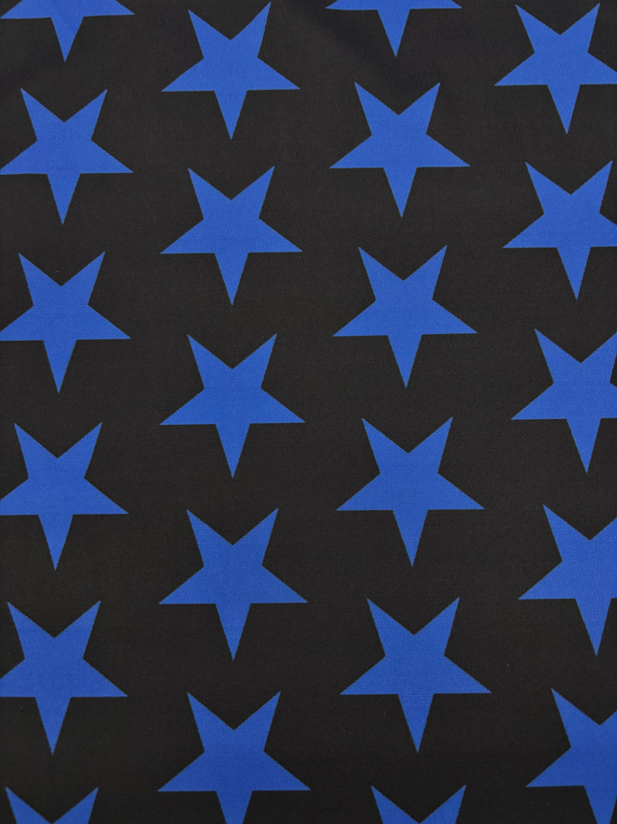 Black And Blue Star Printed Spandex Fabric - Black And Blue Star Print, 58"/60" Width (1 Yard)