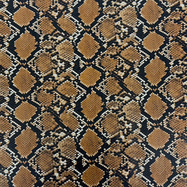 Snake Skin Faux Leather Vinyl Fabric Caicos Style, 54” Wide, Felt Backing for Handbags, Crafts & Décor