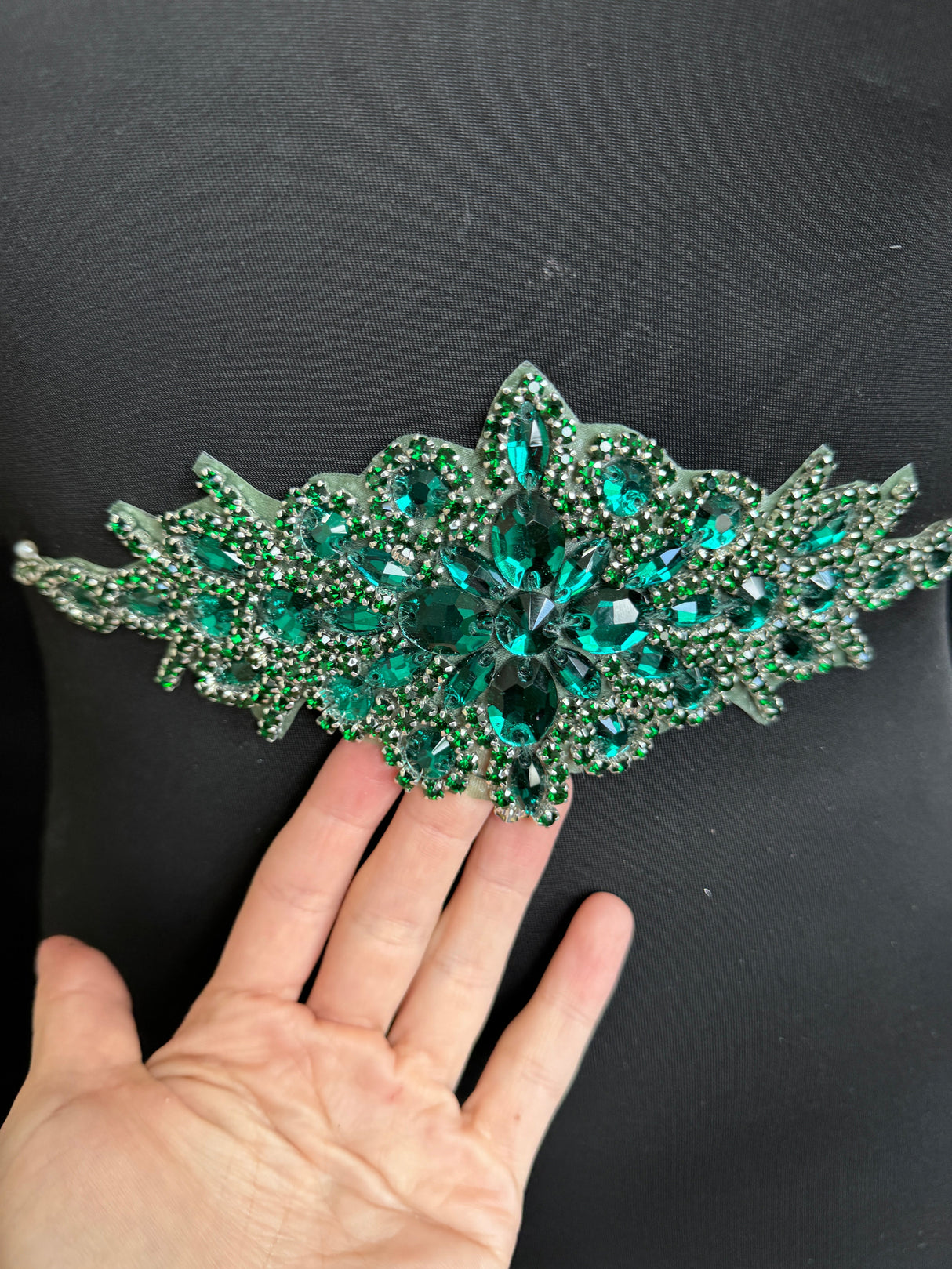 Emerald Green Rhinestone Applique