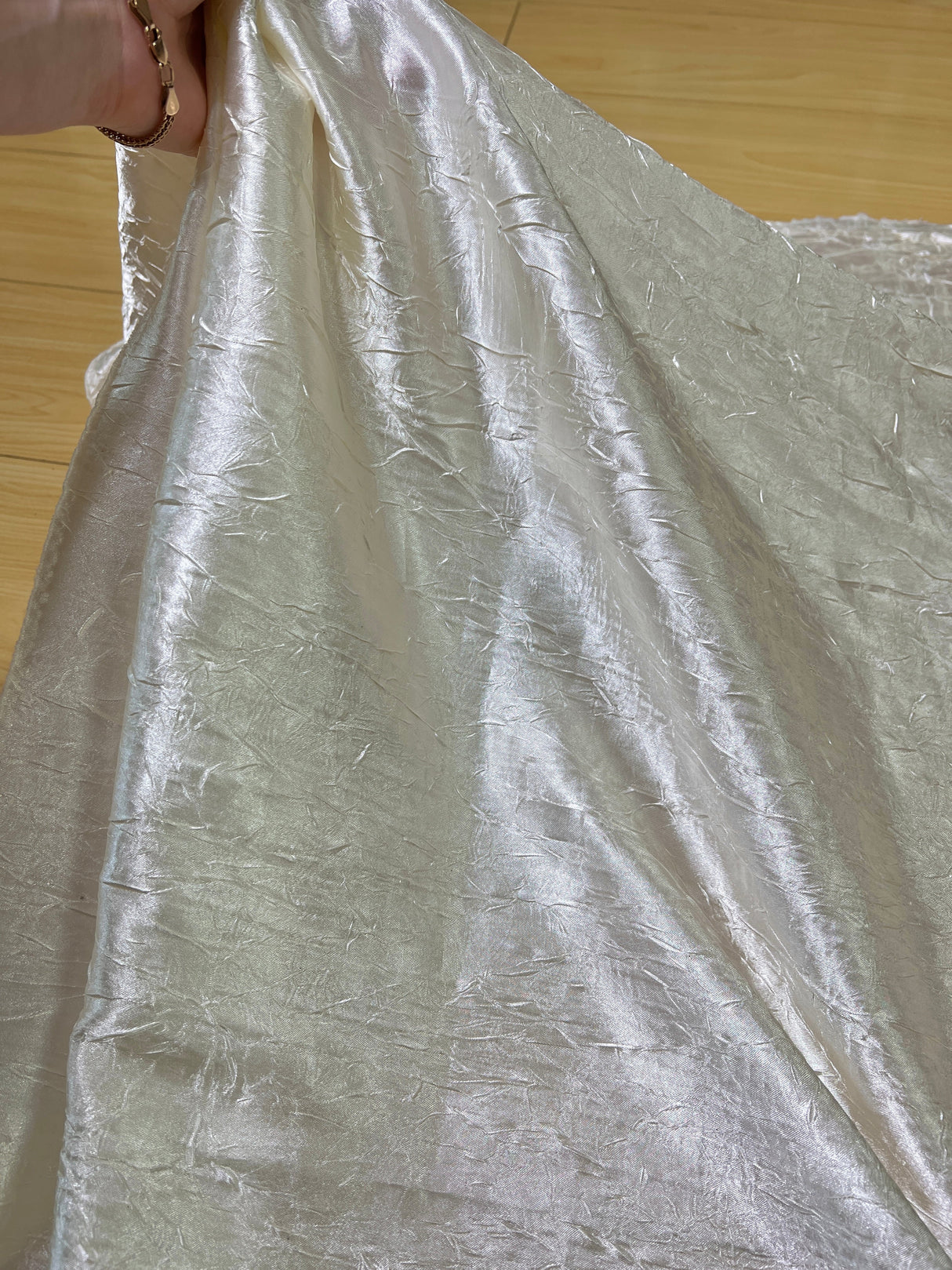 Ivory Crinkle Satin