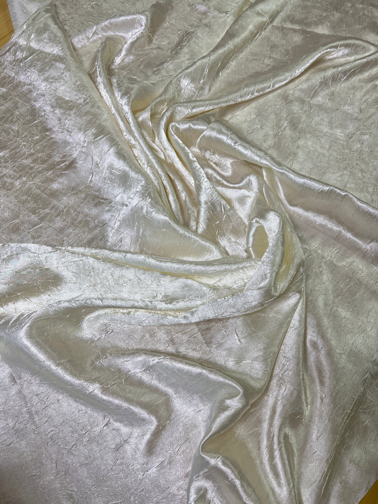 Ivory Crinkle Satin