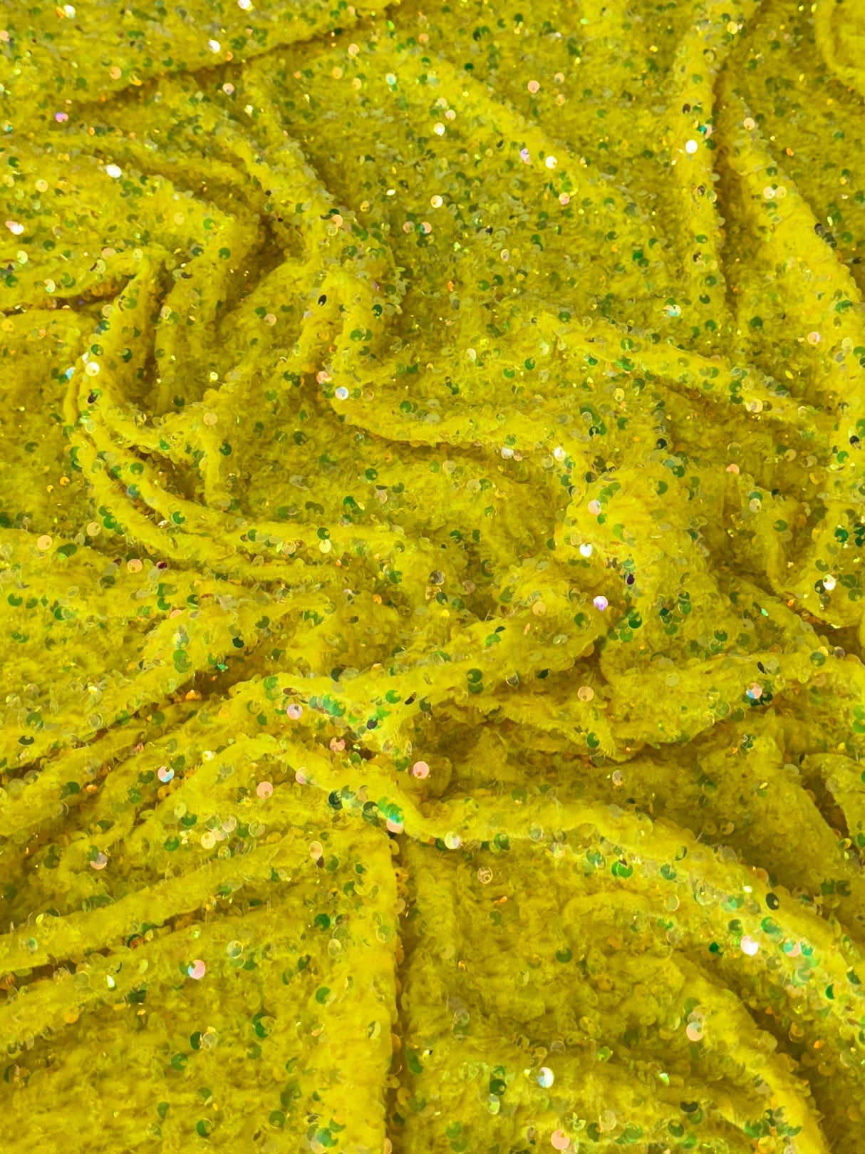 Yellow Iridescent Sequin on Velvet