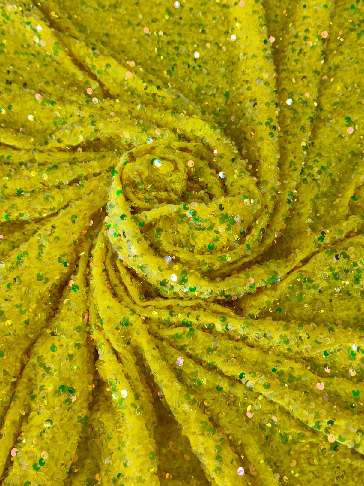Yellow Iridescent Sequin on Velvet