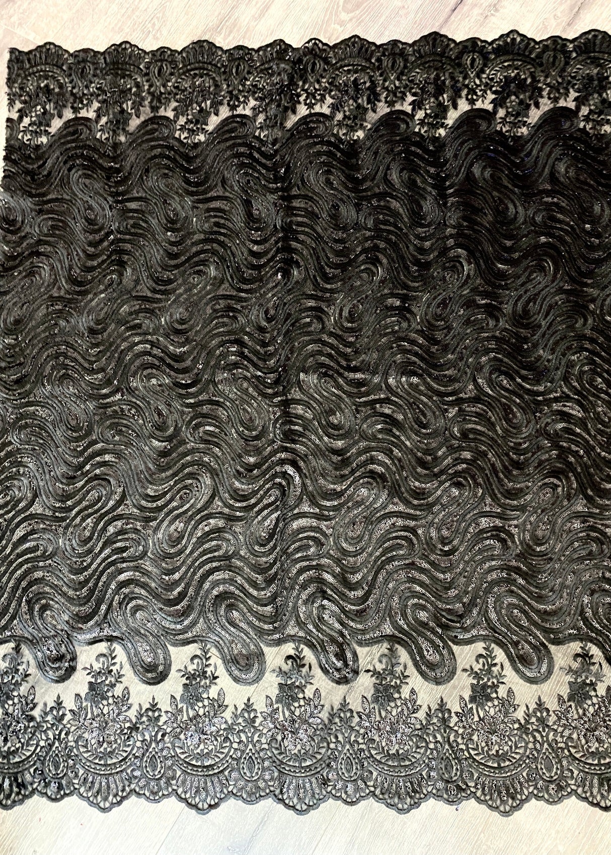 Black Embroidered Sequin Lace