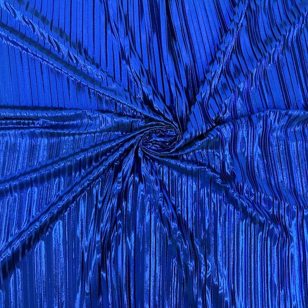 Metallic Pleated Foil Spandex Fabric - Fuchsia, 58" Width (1 Yard)