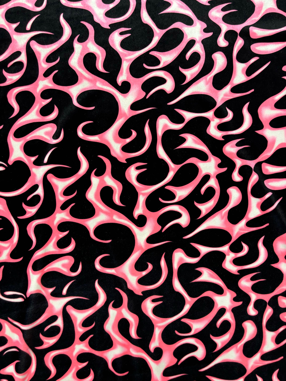 Pink Flame Printed Velvet Fabric - Pink Flame Print, 58" Width (1 Yard)