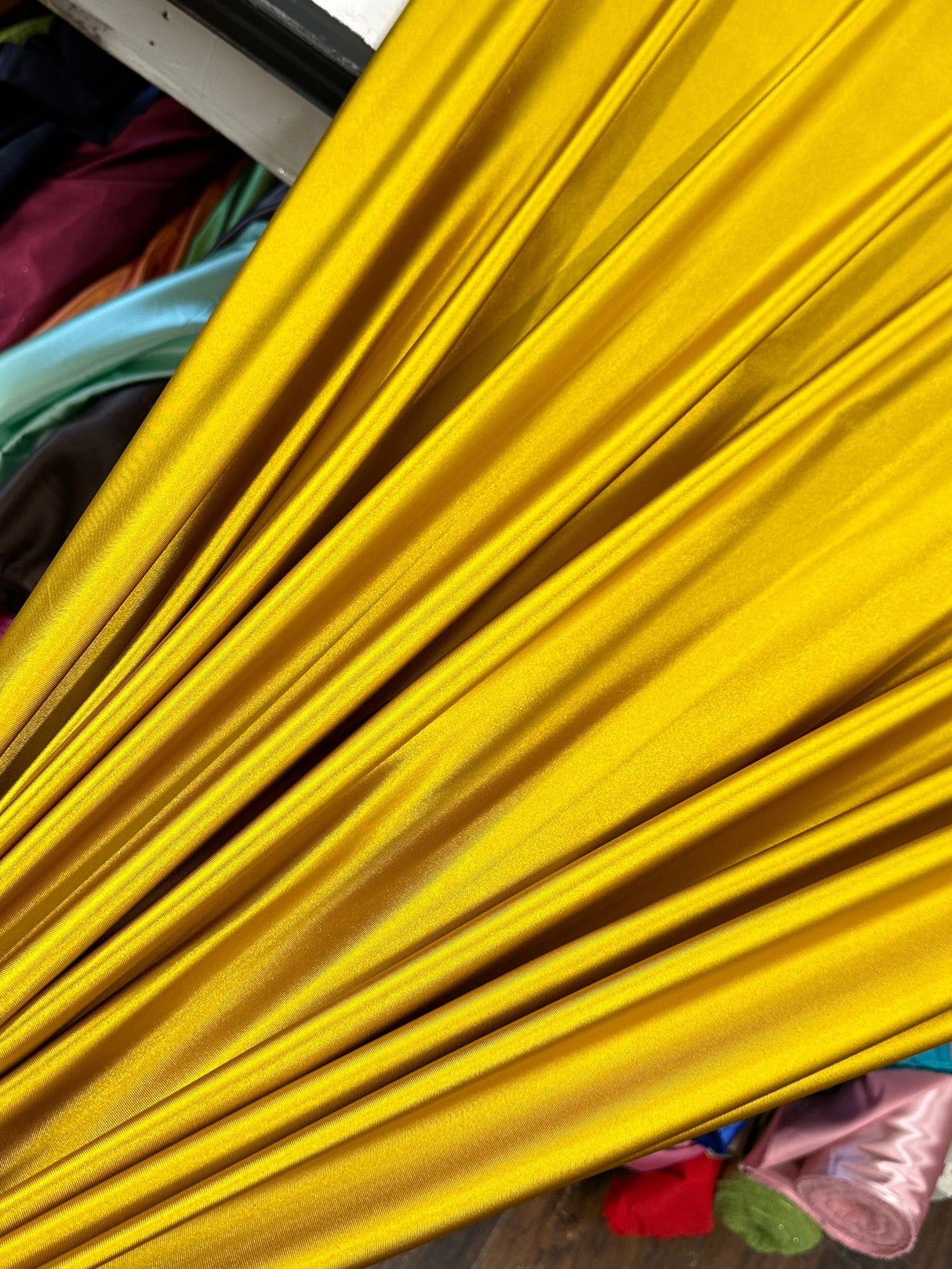 Shiny Nylon Spandex Mustard Gold