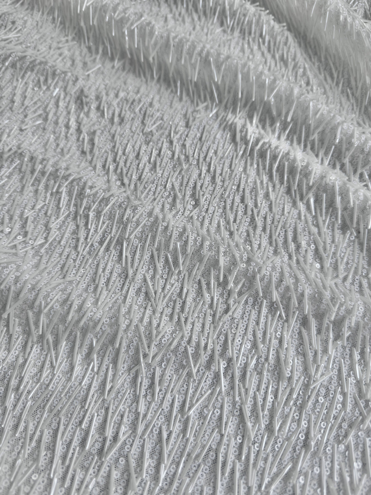 White Fringe Sequin on Mesh
