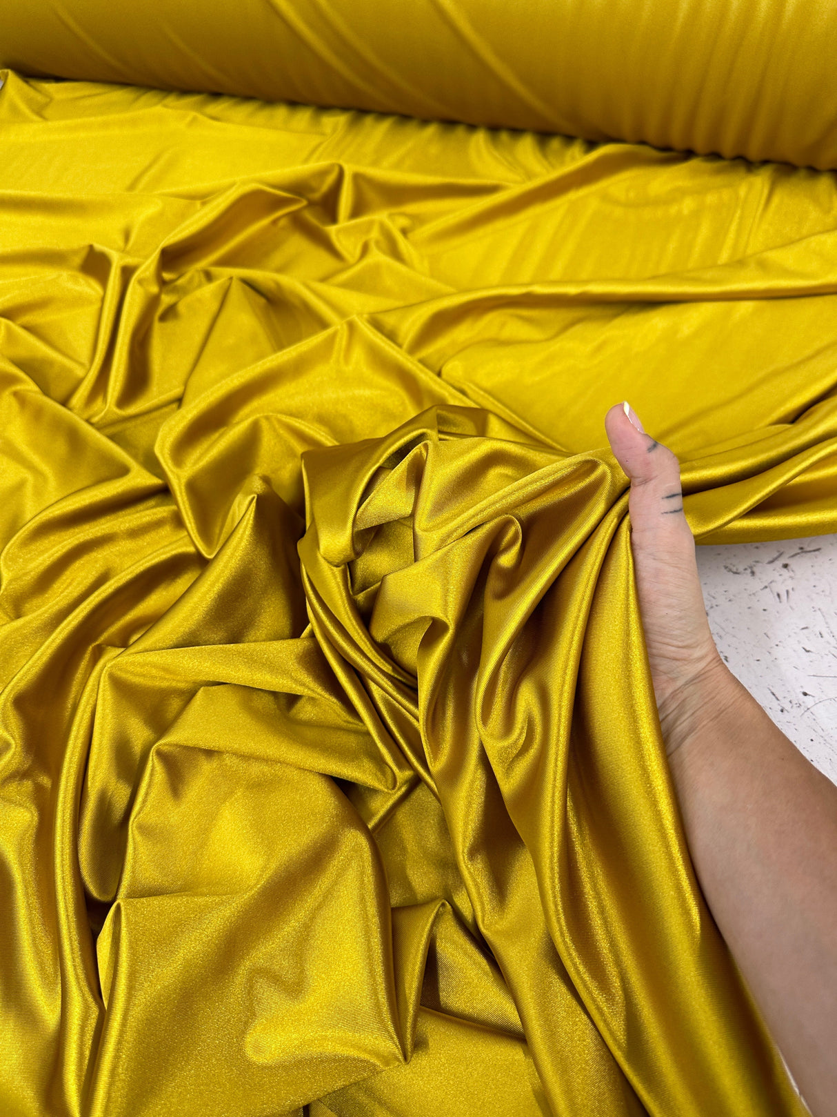 Shiny Nylon Spandex Mustard Gold