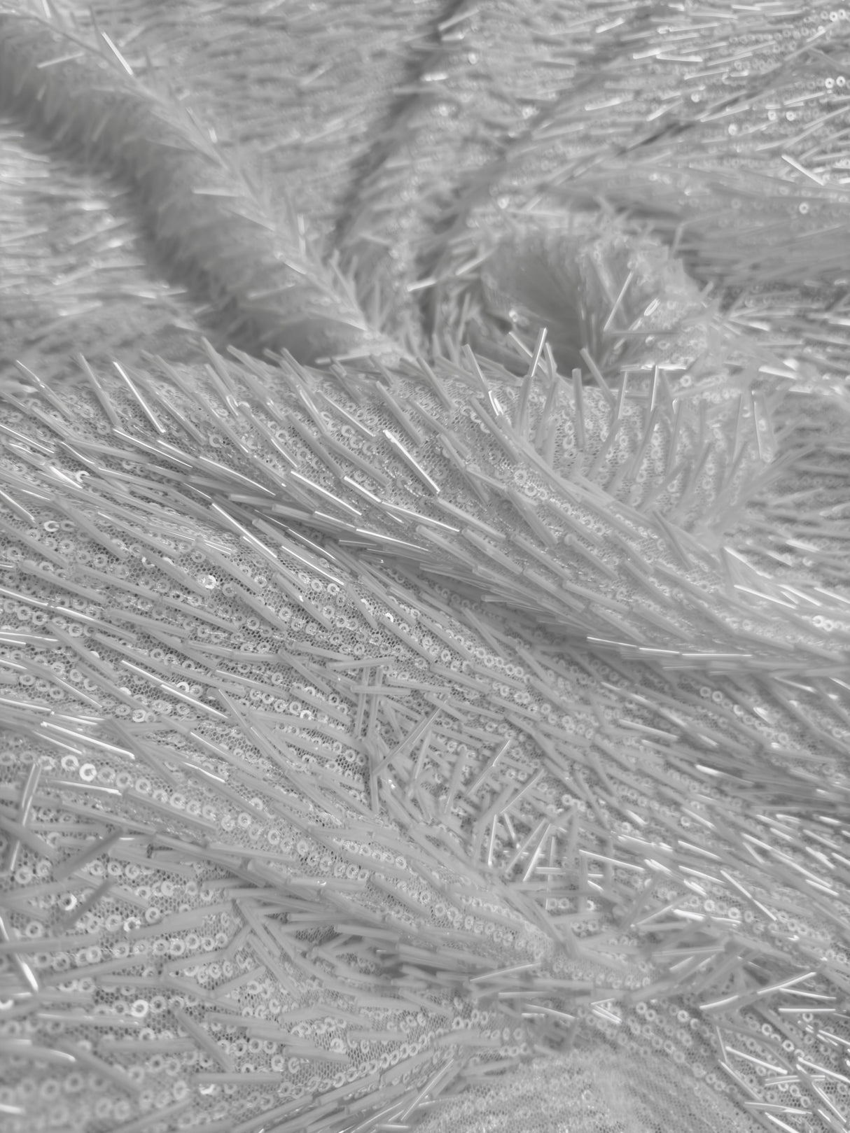 White Fringe Sequin on Mesh