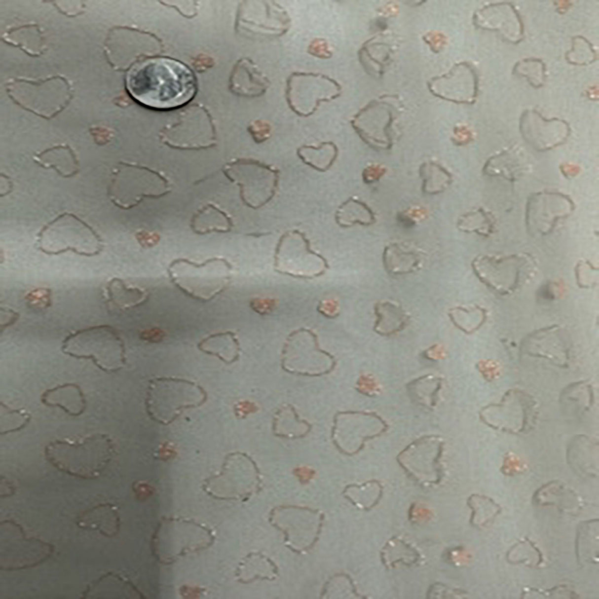 Polyester Mesh Glitter Heart Fabric 60" Blush