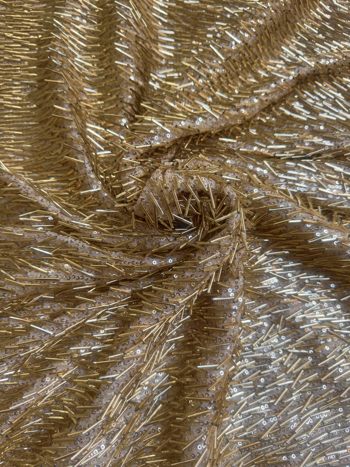 Gold Fringe Sequin on Mesh