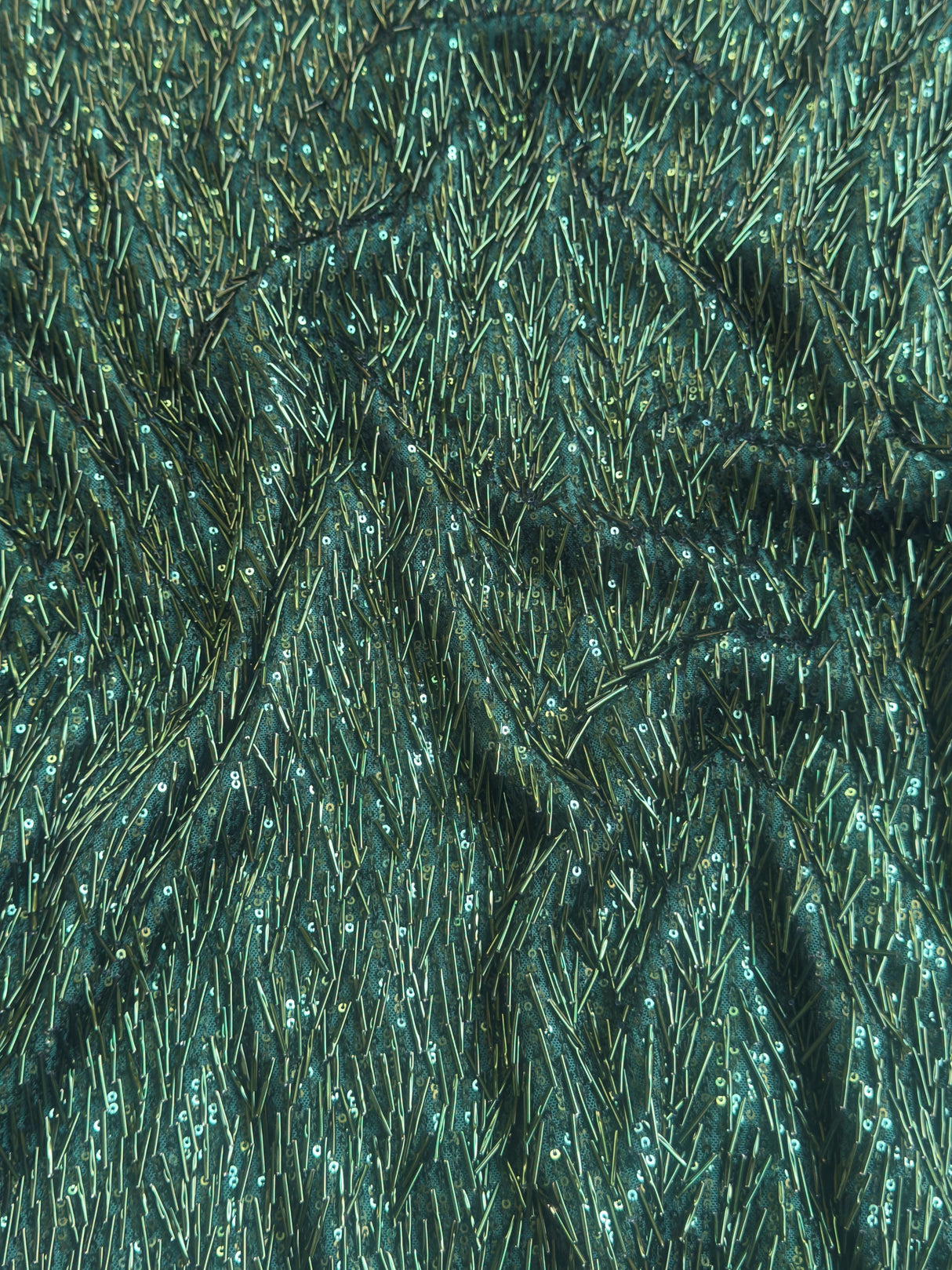 Fringe Sequin on Mesh Emerald Green