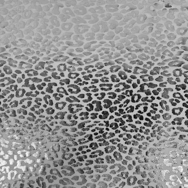 Sahara Leopard Foil Print Nylon Spandex Fabric - Gold/Silver Leopard Print, 58" Width (1 Yard)