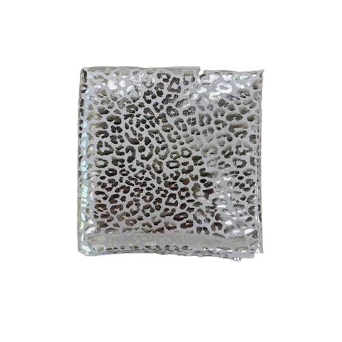 Sahara Leopard Foil Print Nylon Spandex Fabric - Gold/Silver Leopard Print, 58" Width (1 Yard)