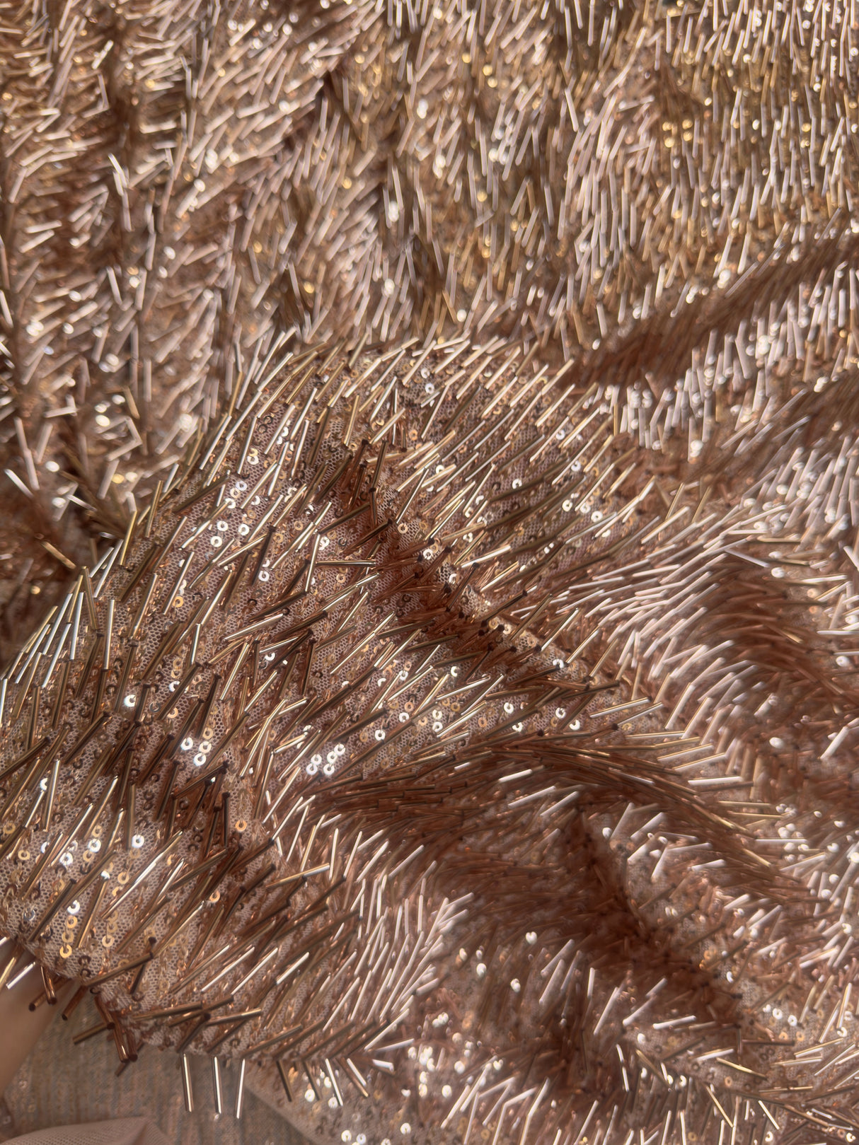Fringe Sequin on Mesh Rose Gold