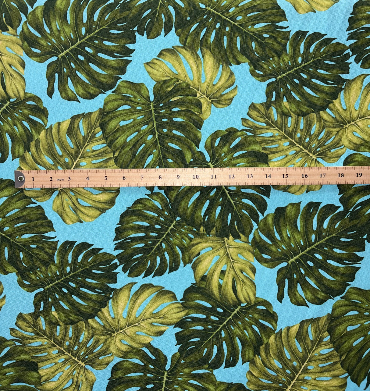 Monstera Leaf Cotton Heavy Barkcloth Fabric - Monstera Leaf Pattern, 36" X 56" (1 Yard)