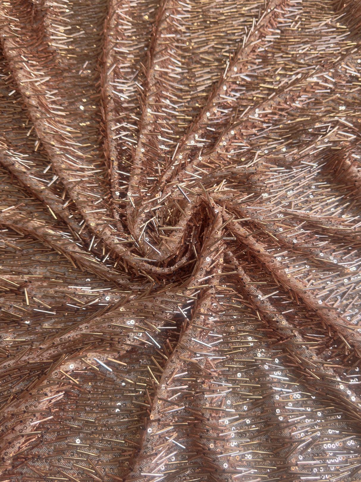 Fringe Sequin on Mesh Rose Gold