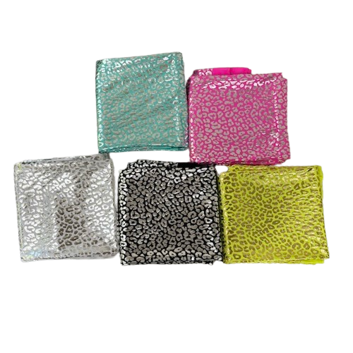 Sahara Leopard Foil Print Nylon Spandex Fabric - Gold/Silver Leopard Print, 58" Width (1 Yard)