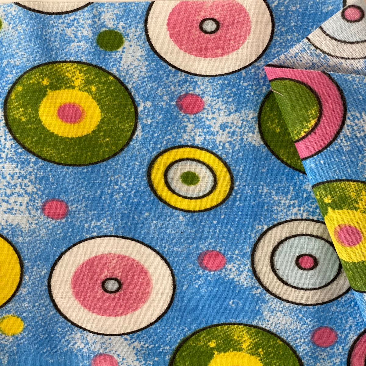 Sphere Circle Print Poly Cotton Fabric - Yellow Circle Print, 59" Width (1 Yard)
