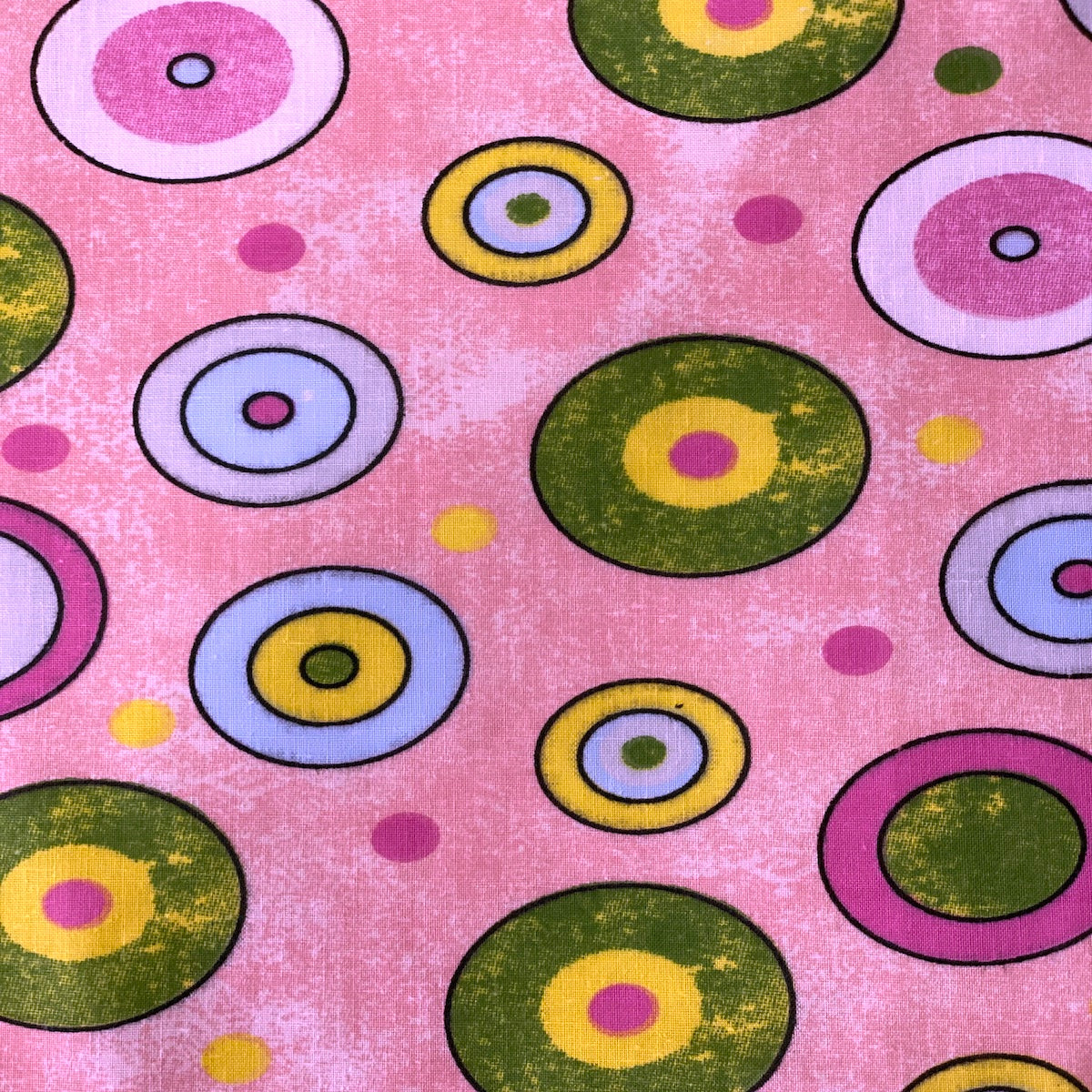 Sphere Circle Print Poly Cotton Fabric - Yellow Circle Print, 59" Width (1 Yard)
