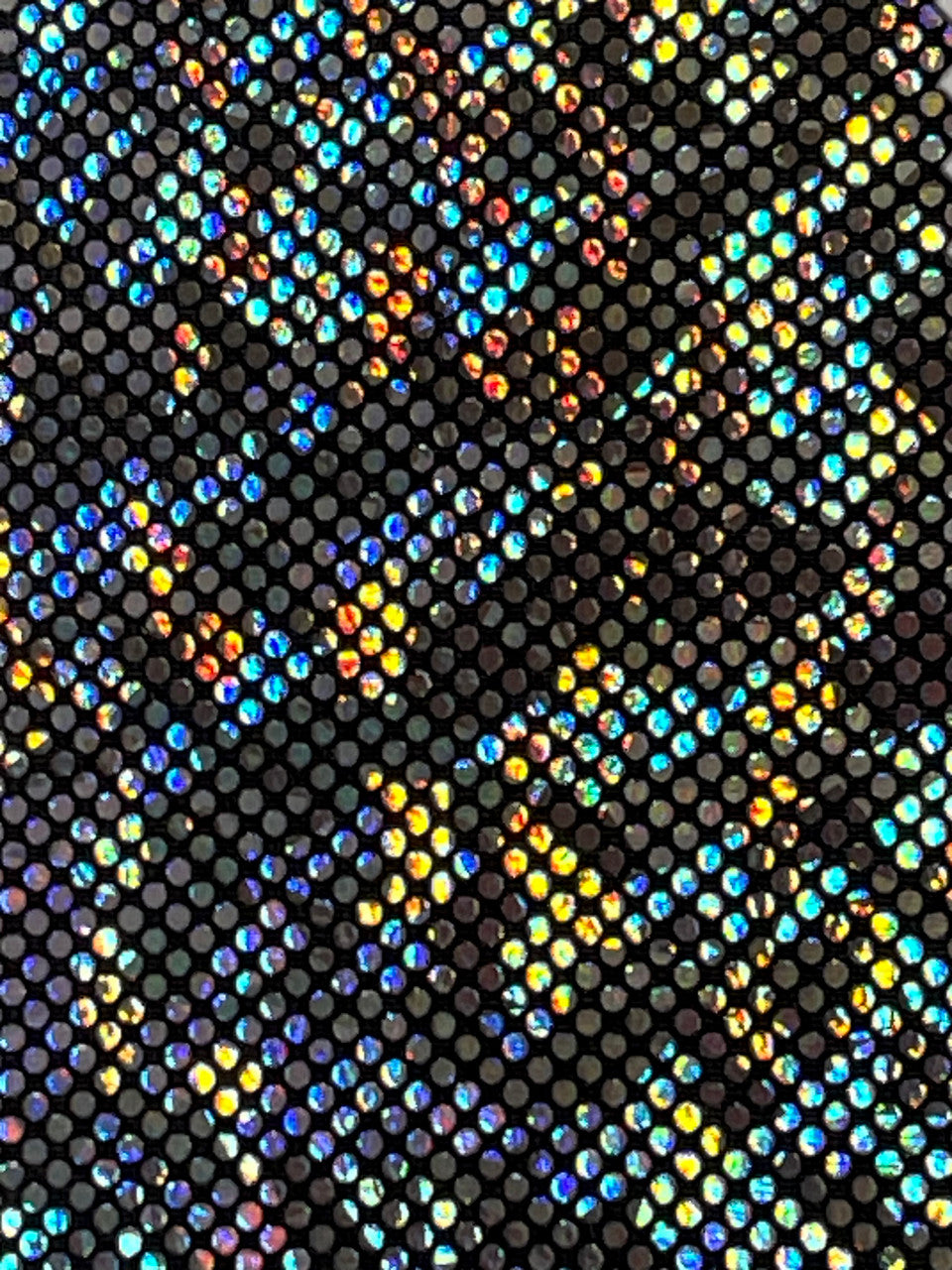 Shattered Holographic Honeycomb Nylon Spandex Fabric - Green, Royal, Red, Iridescent Black, Silver, Pink, Chartreuse, White, Gold, 58" Wide