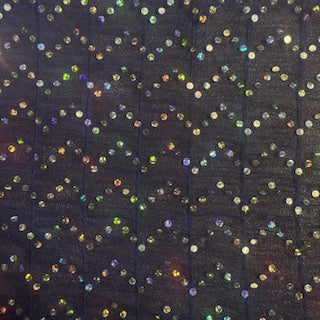 Power Mesh Fabric Zig Zag Sequins Navy 60"