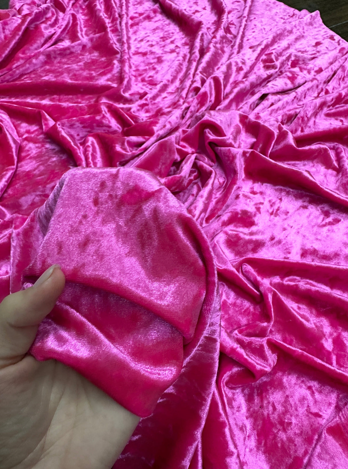 Fuchsia Stretch Crushed Velvet