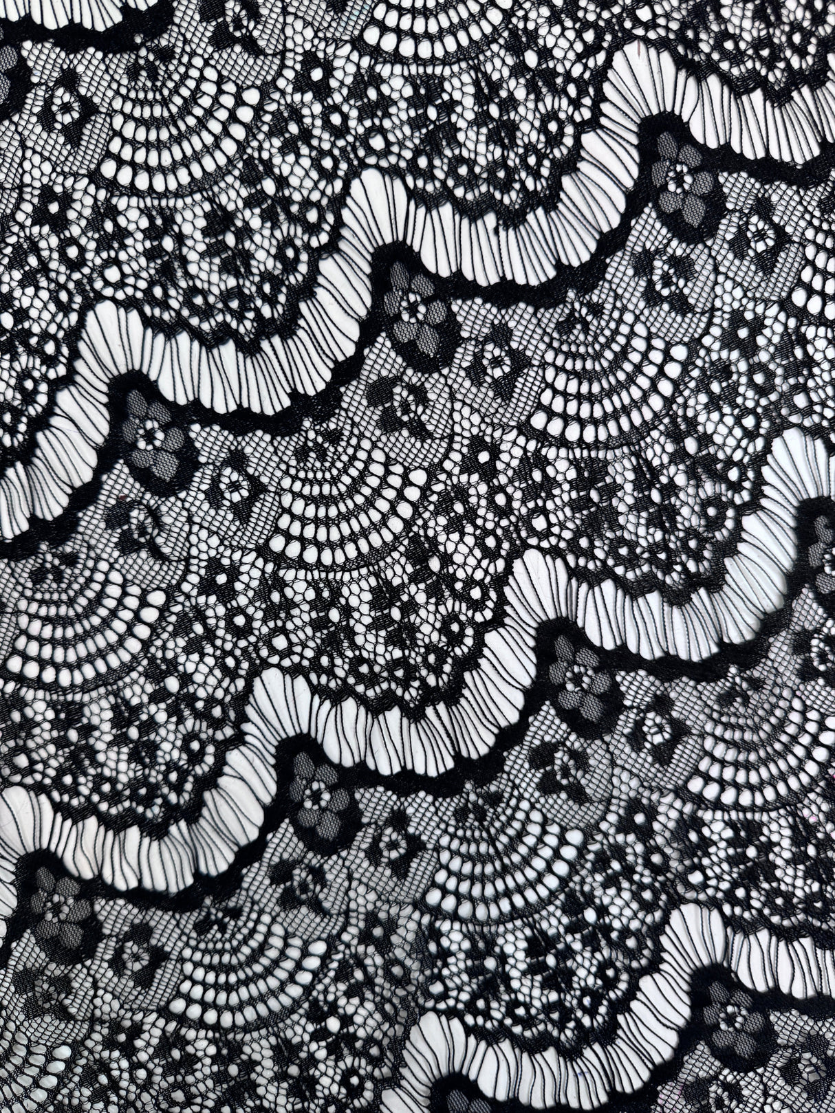 Black French Chantilly Floral Lace