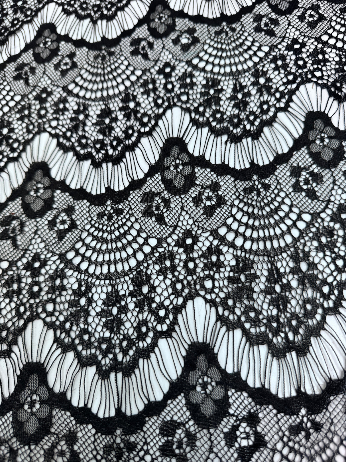 Black French Chantilly Floral Lace