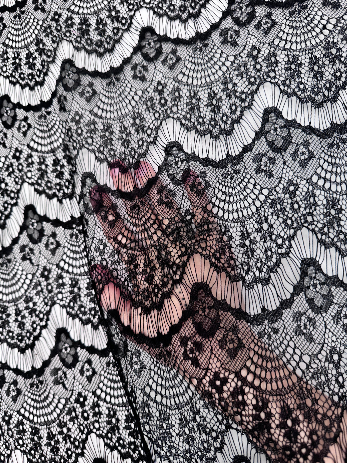 Black French Chantilly Floral Lace