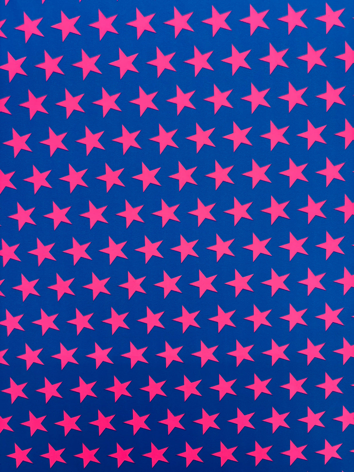 Star Print Spandex Fabric - Blue With Pink Stars, 58"/60" Width (1 Yard)