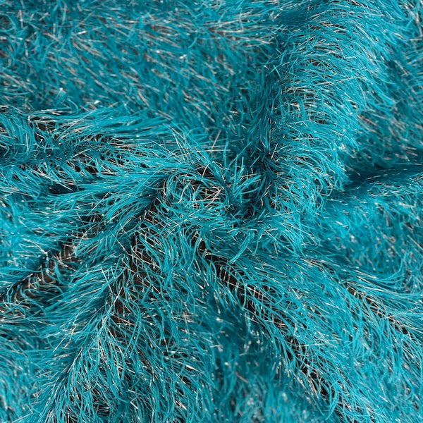 Metallic Faux Fur Tinsel Ostrich Feather Polyester Fabric - Metallic Faux Ostrich Feather, 54" Width (1 Yard)