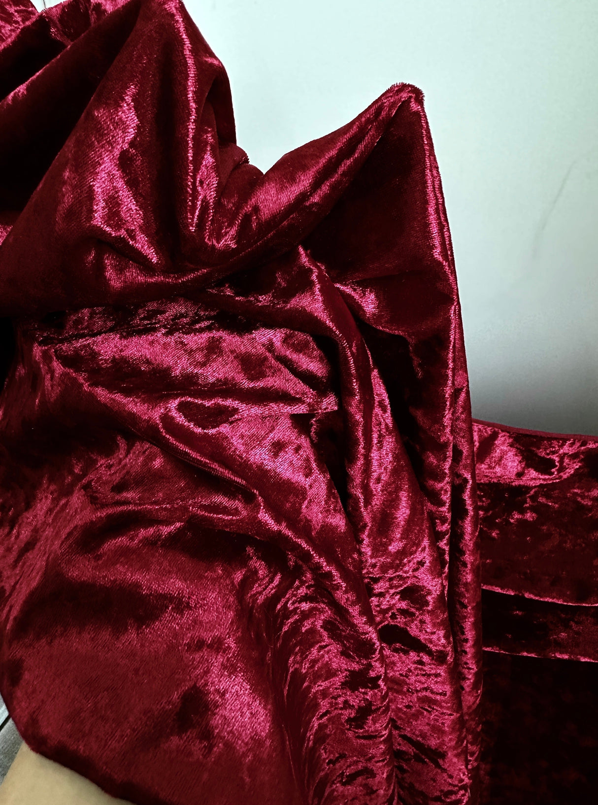 Stretch Crushed Velvet Burgundy