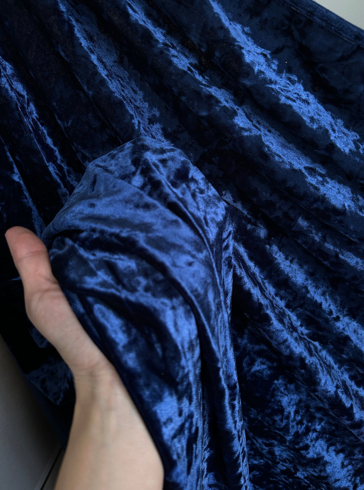 Navy Stretch Crushed Velvet