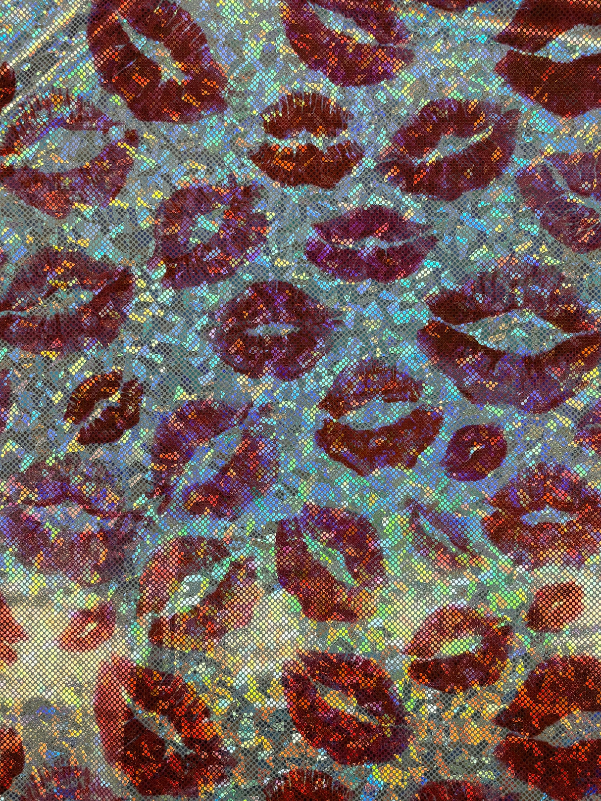 Kiss Print Shattered Glass Spandex Fabric - Metallic Shattered Glass, 36" Width (1 Yard)