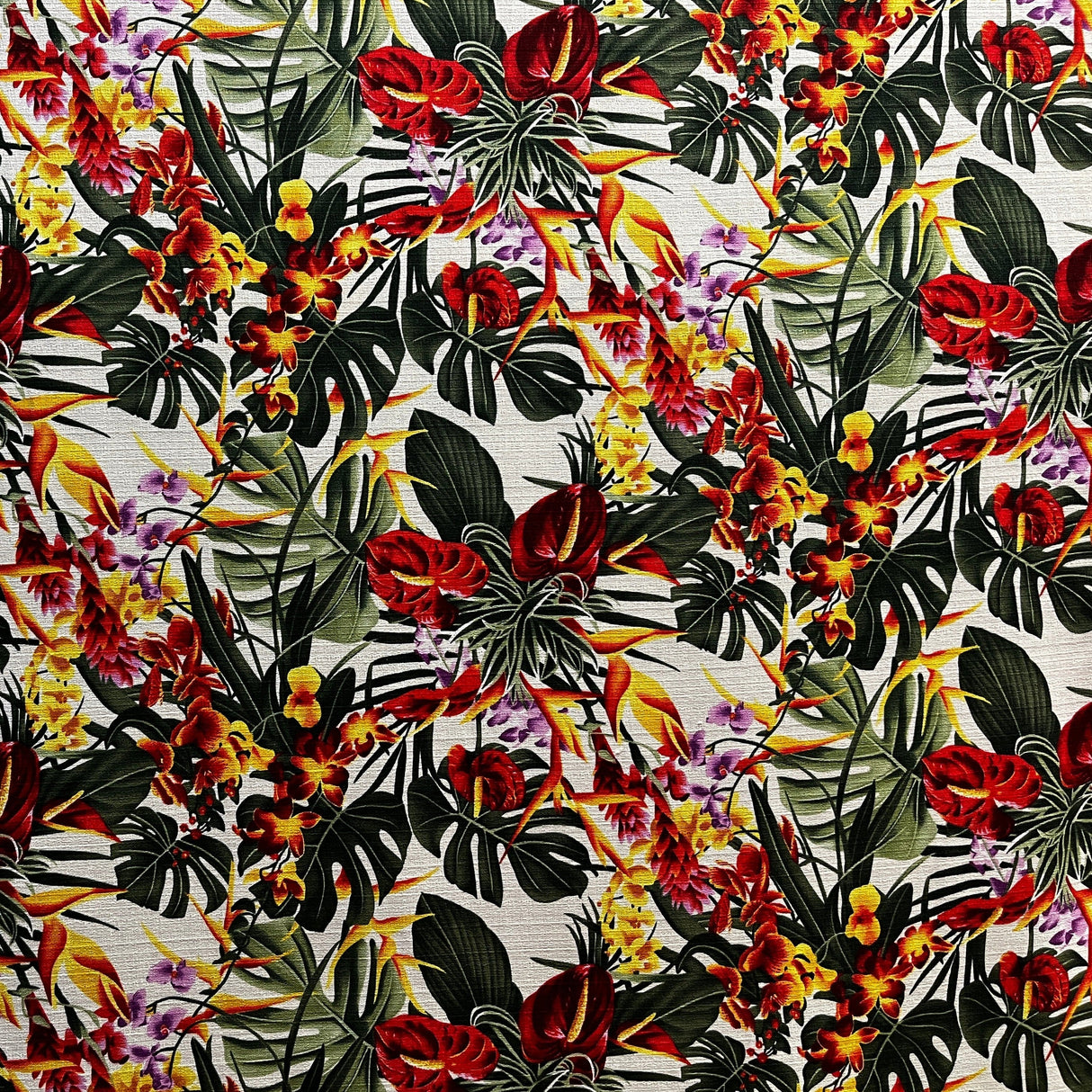 Cotton Barkcloth Fabric Hawaiian Tropical Garden