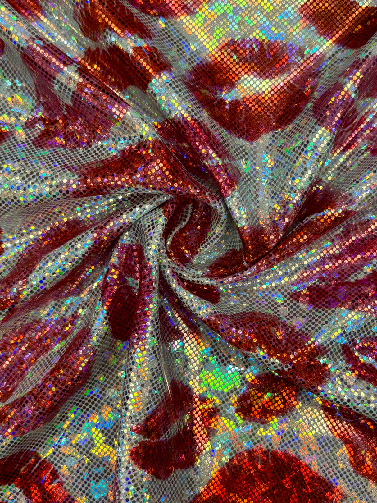 Kiss Print Shattered Glass Spandex Fabric - Metallic Shattered Glass, 36" Width (1 Yard)