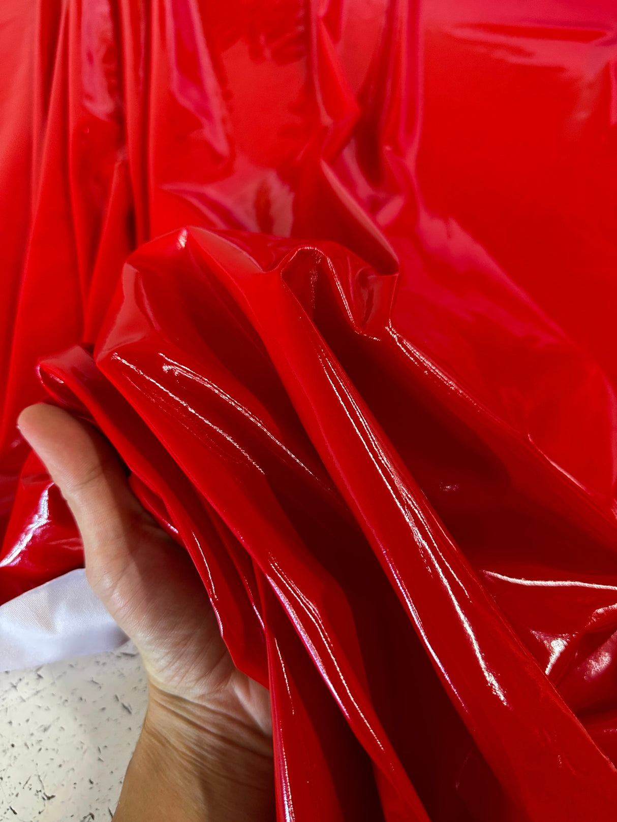 Red Glossy Stretch Patent Leather Latex